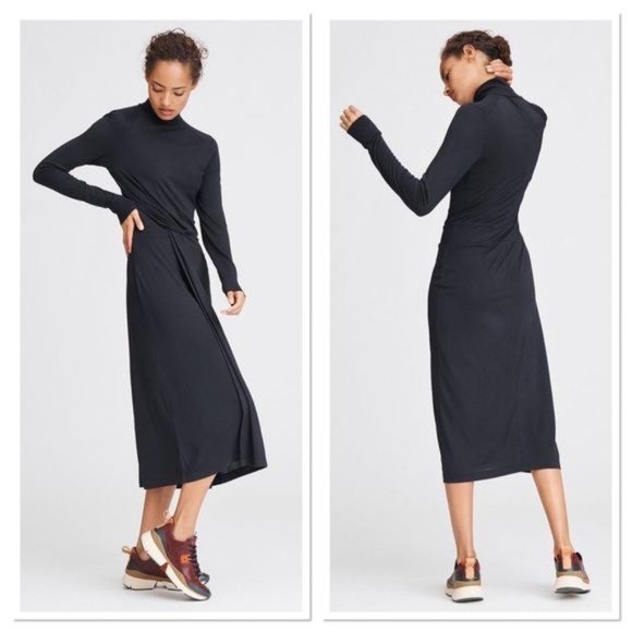 rag & bone Dresses & Skirts - NWT rag & bone Black Draped Shaw Long Sleeve Turtleneck Midi Dress XS
